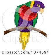 Poster, Art Print Of Colorful Parrot On A Branch 1