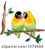 Poster, Art Print Of Two Love Birds Perched On A Branch 1