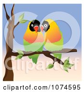 Poster, Art Print Of Two Love Birds Perched On A Branch 2
