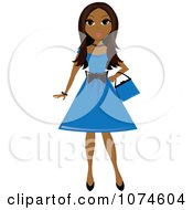 Clipart Hispanic Teen Girl In A Blue Dress Royalty Free Vector Illustration by Pams Clipart