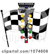 Poster, Art Print Of Checkered Race Flag And Track Lights