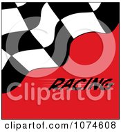 Checkered Racing Flag On Red With Text