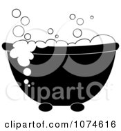 Clipart Black And White Tub With Sudsy Bubble Bath Royalty Free Vector Illustration