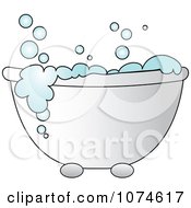 Poster, Art Print Of Tub With Sudsy Blue Bubble Bath 1