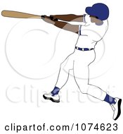 Poster, Art Print Of Baseball Batter Black Man In A Blue Helmet