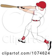 Poster, Art Print Of Baseball Batter Caucasian Man In A Red Helmet