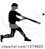 Poster, Art Print Of Silhouetted Baseball Player Batting