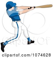 Poster, Art Print Of Baseball Batter Caucasian Man In A Blue Helmet