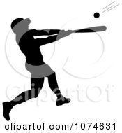 Poster, Art Print Of Black Silhouetted Baseball Batter