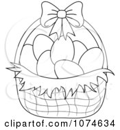 Poster, Art Print Of Outlined Eggs In An Easter Basket