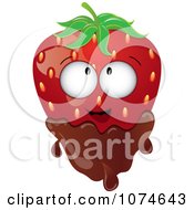 Poster, Art Print Of 3d Strawberry Character Dipped In Milk Chocolate