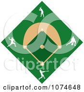 Poster, Art Print Of White Silhouetted Players On A Baseball Diamond Field