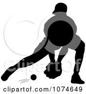 Poster, Art Print Of Silhouetted Baseball Player Catching A Ground Ball