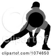 Poster, Art Print Of Silhouetted Baseball Player Reaching For A Ground Ball