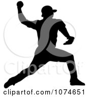 Poster, Art Print Of Silhouetted Baseball Player Pitching