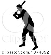 Clipart Silhouetted Baseball Player At Bat Royalty Free Vector Illustration