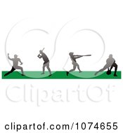 Poster, Art Print Of Silhouetted Baseball Players In A Field 2