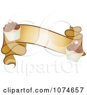 Clipart Golden Cupcake Banner Royalty Free Vector Illustration