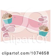 Clipart Pink Cupcake Banner Royalty Free Vector Illustration