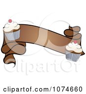 Poster, Art Print Of Brown Banner With Vanilla Frosted Cupcakes