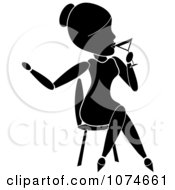 Clipart Silhouetted Lady Sipping A Cocktail And Sitting Royalty Free Vector Illustration