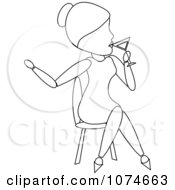 Poster, Art Print Of Outlined Lady Sipping A Cocktail And Sitting