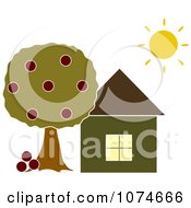 Poster, Art Print Of The Sun Shining Over A House With An Apple Tree