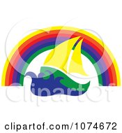 Poster, Art Print Of Sailboat Under A Rainbow Arch