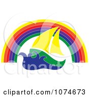 Poster, Art Print Of Sail Boat Under A Rainbow Arch
