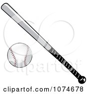Clipart Metal Baseball Bat And Ball Royalty Free Vector Illustration