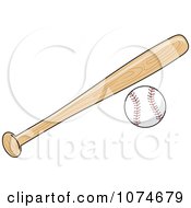Poster, Art Print Of Wooden Baseball Bat And Ball