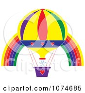 Clipart Hot Air Balloon And Rainbow Arch 2 Royalty Free Vector Illustration