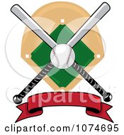 Poster, Art Print Of Baseball Bat Banner Field And Ball Logo 1