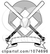 Clipart Baseball Bat Banner Field And Ball Logo 2 Royalty Free Vector Illustration by Pams Clipart