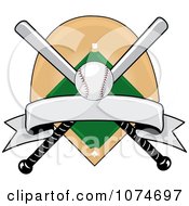 Poster, Art Print Of Baseball Bat Banner Field And Ball Logo 3