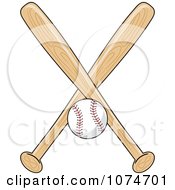 Clipart Wooden Baseball Bats And Ball Logo Royalty Free Vector Illustration
