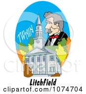 Poster, Art Print Of Mark Twain Over The First Congregational Church In Litchfield Connecticut