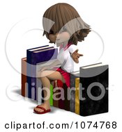 Clipart Brunette School Girl Sitting On Books 2 Royalty Free CGI Illustration by Ralf61