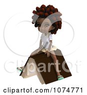 Clipart 3d Black School Girl With An Afro Sitting On A Book Royalty Free CGI Illustration by Ralf61 #COLLC1074771-0172