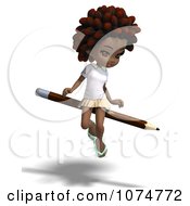 Clipart 3d Black School Girl With An Afro Sitting On A Pencil Royalty Free CGI Illustration by Ralf61 #COLLC1074772-0172