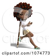 Clipart 3d Black School Girl With An Afro Leaning Against A Pencil Royalty Free CGI Illustration by Ralf61 #COLLC1074773-0172