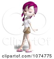 Clipart 3d Pink Haired School Girl Prancing Royalty Free CGI Illustration by Ralf61