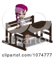 Clipart 3d Pink Haired School Girl Sitting At A Desk Royalty Free CGI Illustration by Ralf61