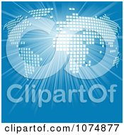 Clipart Pixel World Map On A Shining Blue Background - Royalty Free Vector Illustration by dero #COLLC1074877-0053