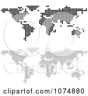 Poster, Art Print Of Black And White Squares Forming World Atlas Maps