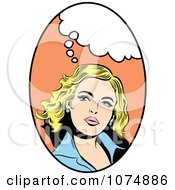 Clipart Retro Pop Art Blond Woman With A Thought Balloon In An Oval Royalty Free Vector Illustration