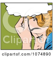 Clipart Retro Pop Art Blond Woman Crying Under A Thought Balloon Royalty Free Vector Illustration