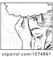 Clipart Black And White Retro Pop Art Woman Crying Under A Thought Balloon Royalty Free Vector Illustration by brushingup #COLLC1074891-0171