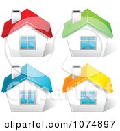 Poster, Art Print Of 3d Houses With Red Green Blue And Yellow Roof Tops
