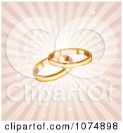 Poster, Art Print Of 3d Gold Wedding Band Rings Over Sparkly Rays